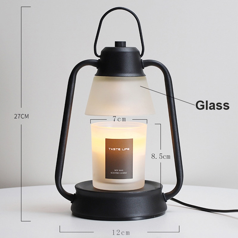 Retro Lantern Wax Candle Melting Warmer Light glass Desk lamp emanate aroma Aromatherapy Burner Table Lamps decor For bedroom 6